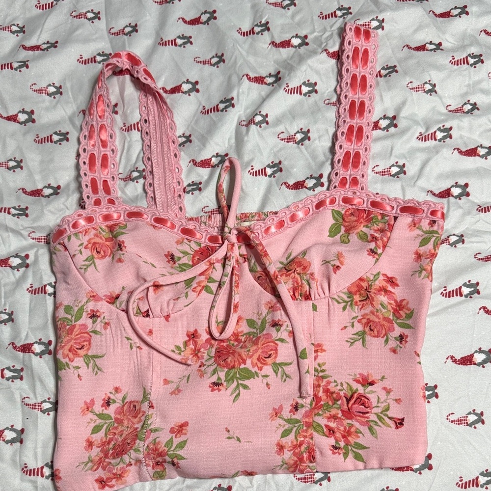 Elegant Floral Pink Camisole Top